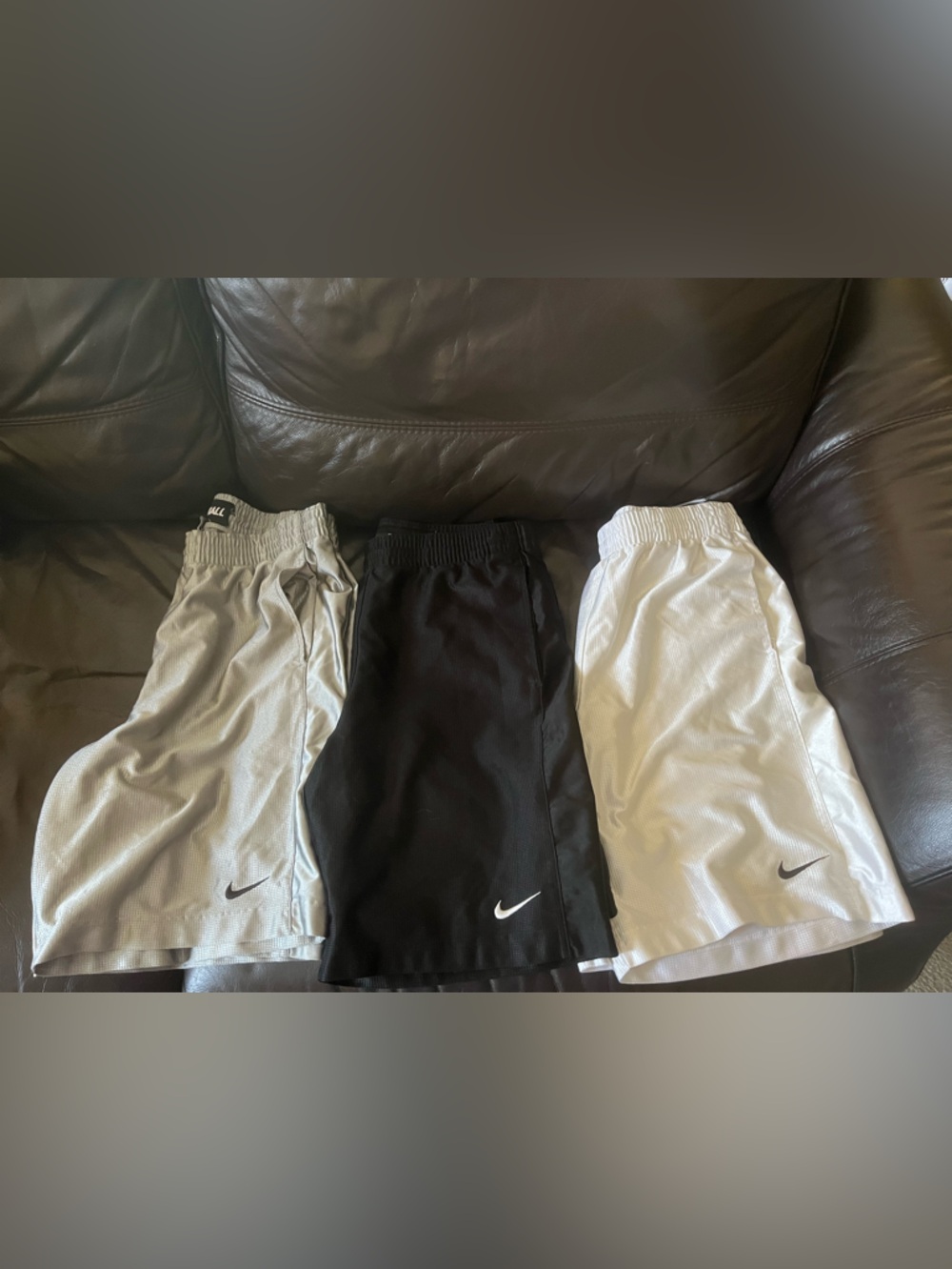 3Pairs of Nike Men's Athletic Shorts in Black, White and Light Gray